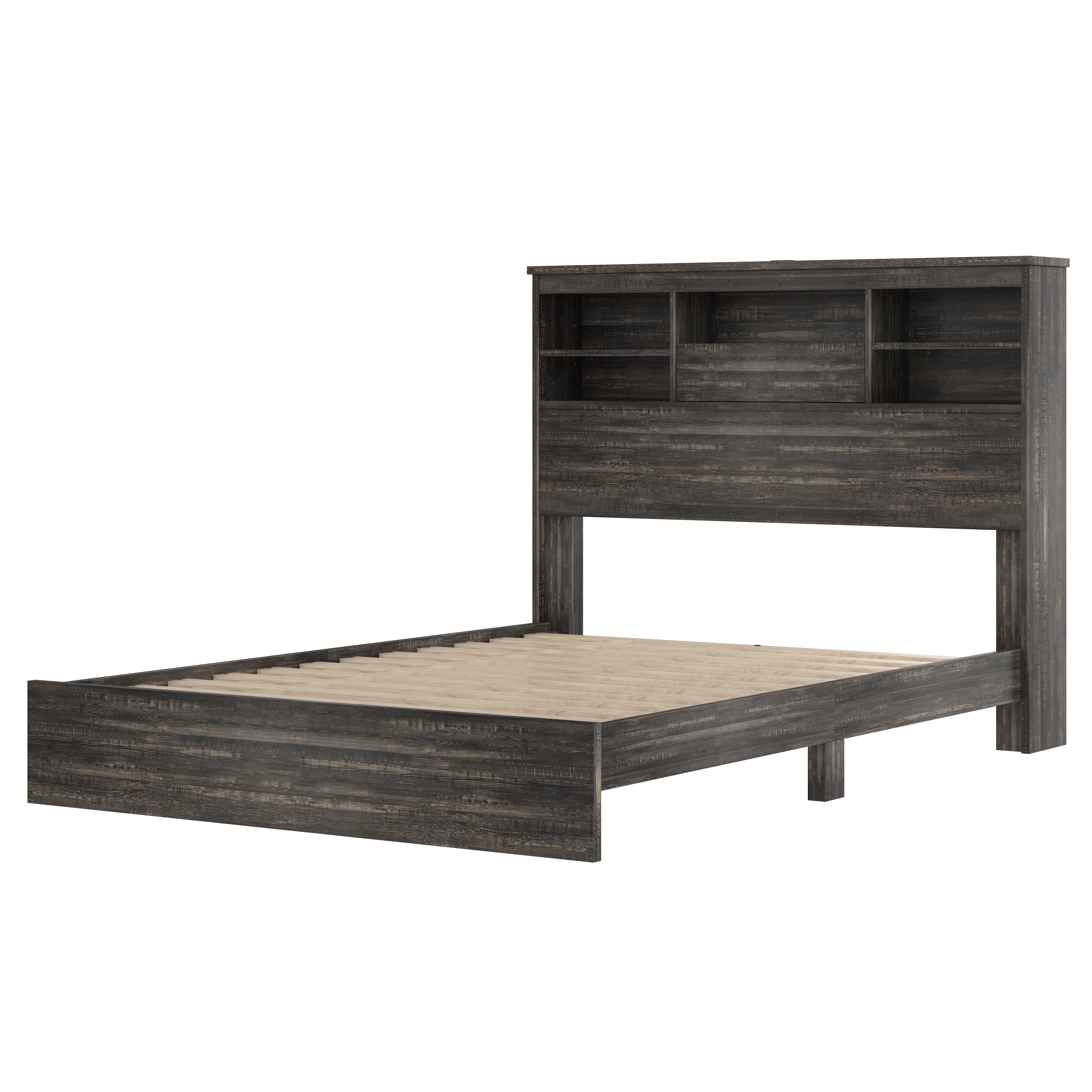 Mintazer 4 Piece Farmhouse Bedroom Set with 2 Nightstand & 5 Drawers Dresser, Queen Size Platform Bed Frame with Storage Headboard & Charging Station for Bedroom, Gray