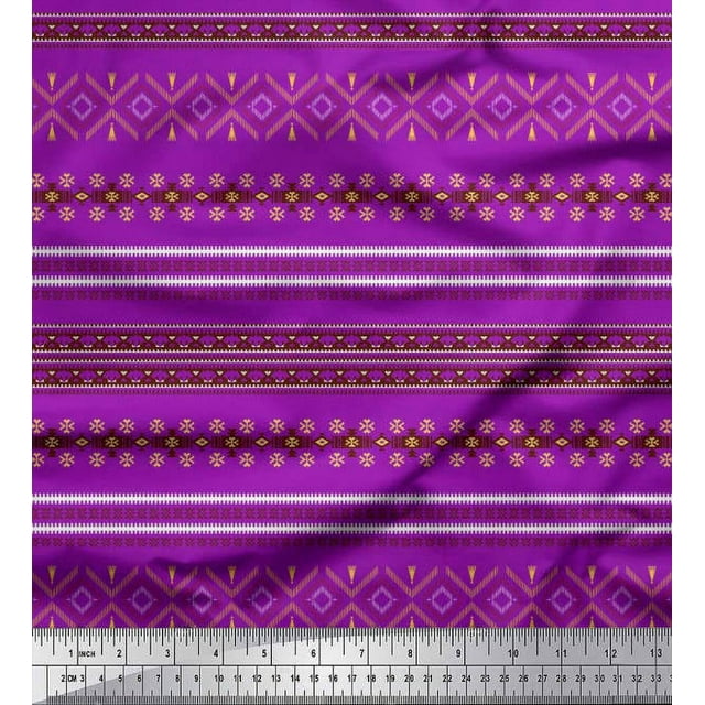 Soimoi Rayon Crepe Fabric Aztec Southwestern Print Fabric by The Yard 46 Inch Wide