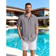 thumbnail image 5 of COOFANDY Men' Beach Wedding Shirt Casual Short Sleeve Linen Shirts Button Up Shirt with Pocket, 5 of 6