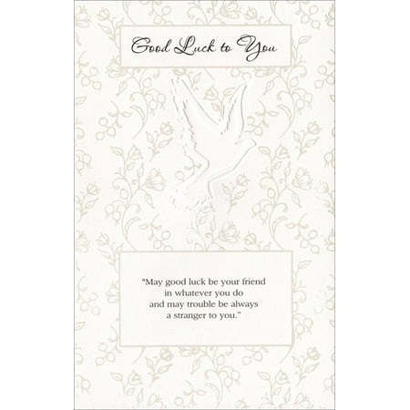 Good Luck Wishes Cards - Freedom Greetings Dove and White Foil Flowers Good Luck Card