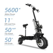 SMATEIGHT Electric Scooter with Seat, 11" Off-road Tire, 5600W Motor up to 50 MPH Fast Speed