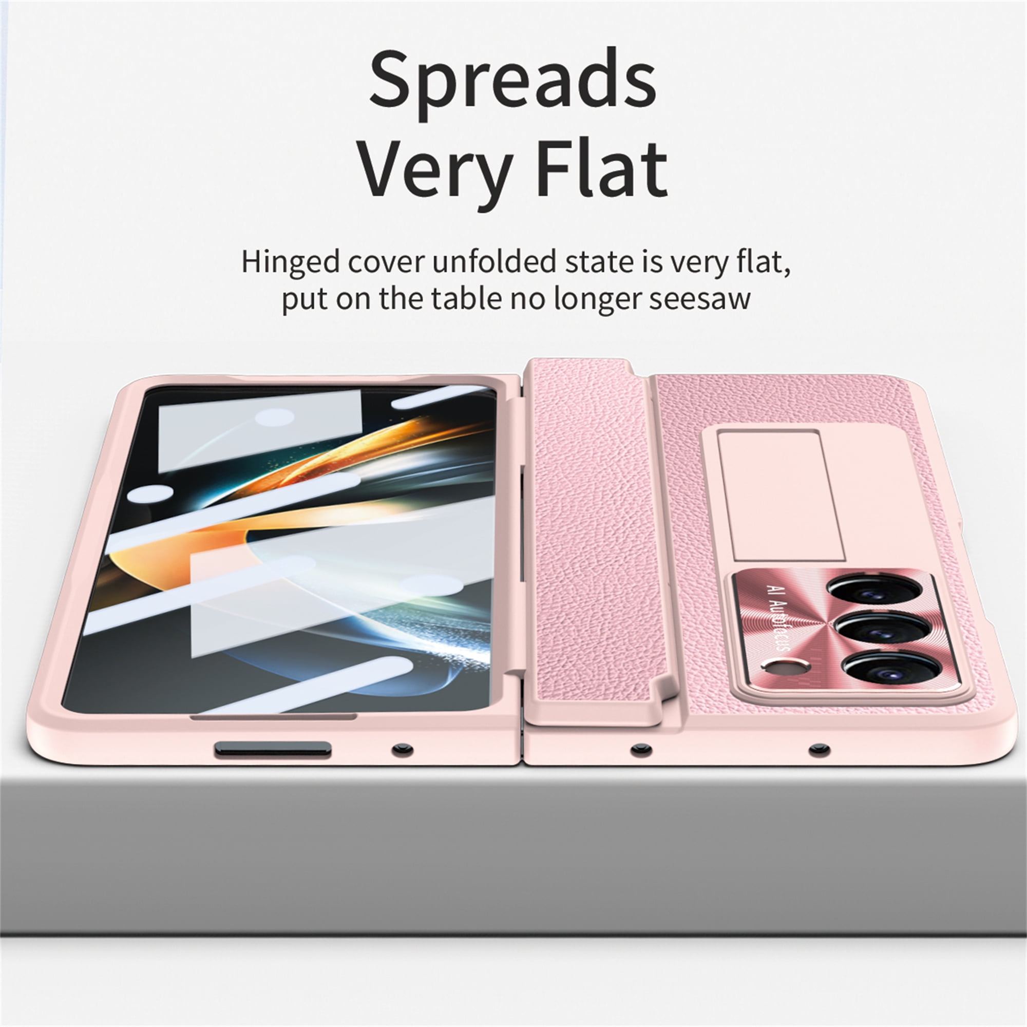 Allytech Galaxy Z Fold4 Case with Screen Protector, Kickstand Rugged Protective Shockproof Anti-Scratch Hinge Protection Phone Case for Samsung Galaxy Z Fold 4 - Pink