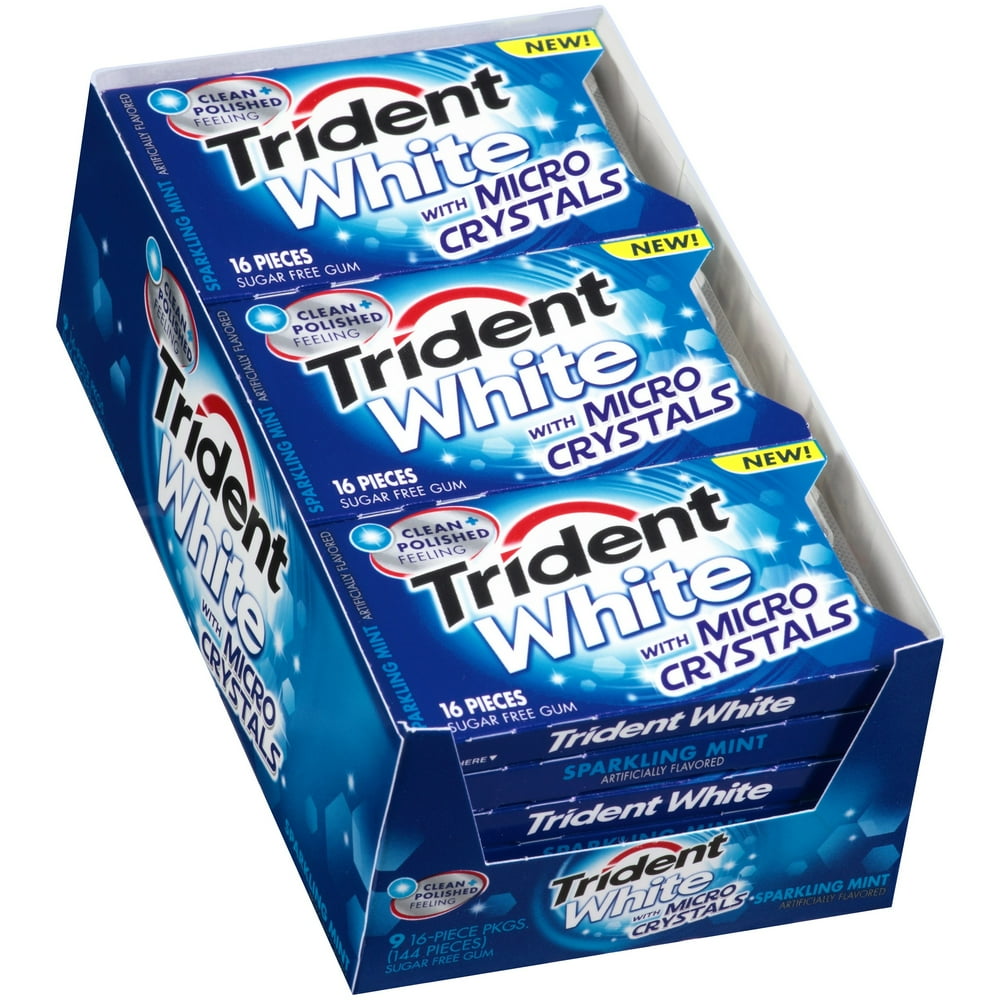 Trident White Sparkling Mint Sugar Free Gum 16 Piece Packs Walmart