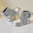 thumbnail image 6 of JUSLIO Shoes for Girls Girls Boots Bow Ankle Boots Princess (Toddler/Little Kid/Big Kid) Leather Shoes 6.5-7Years Silver, 6 of 6