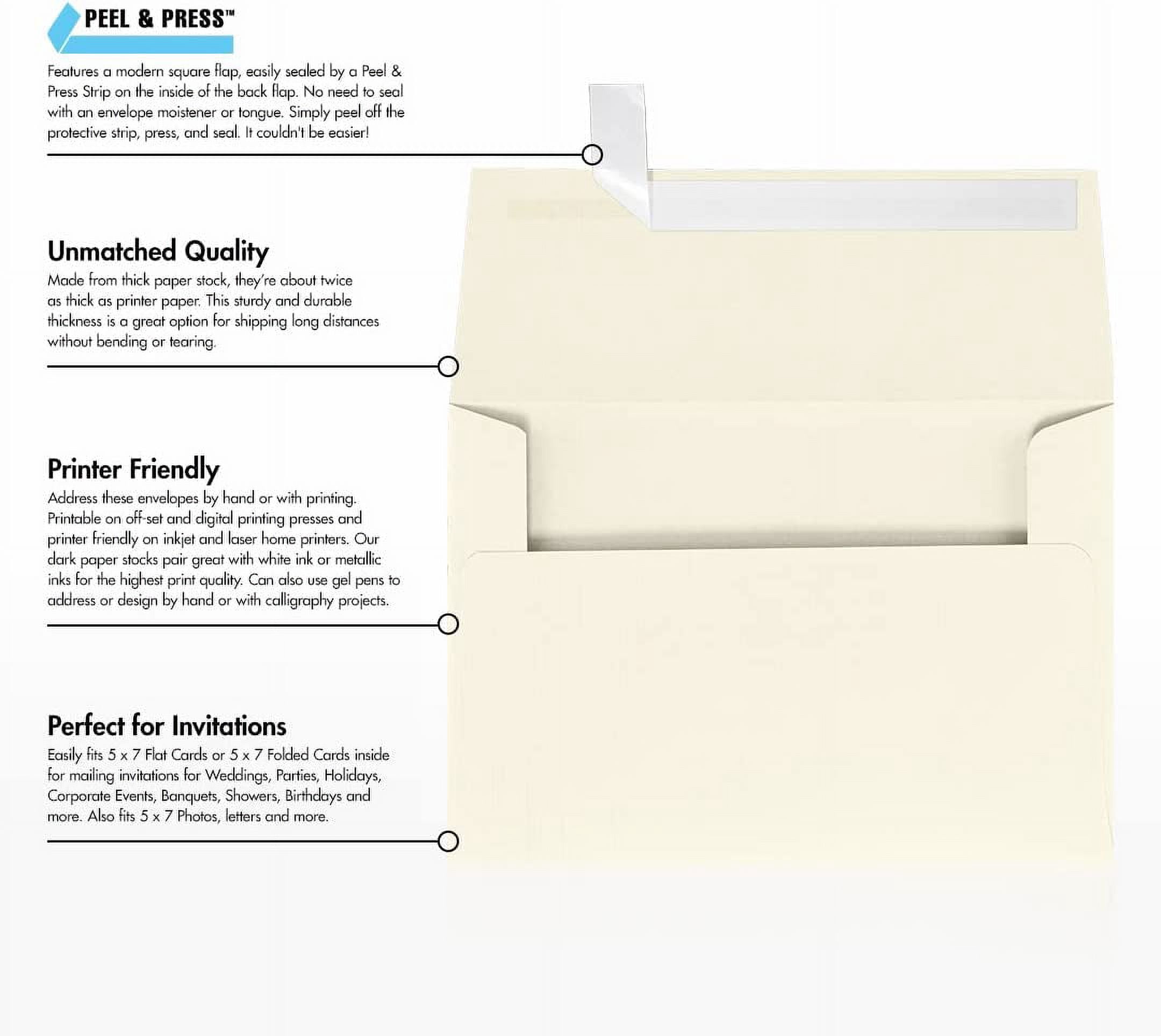 LUXPaper A7 Invitation Envelopes, 5 1/4 x 7 1/4, Natural Linen, 250/Pack