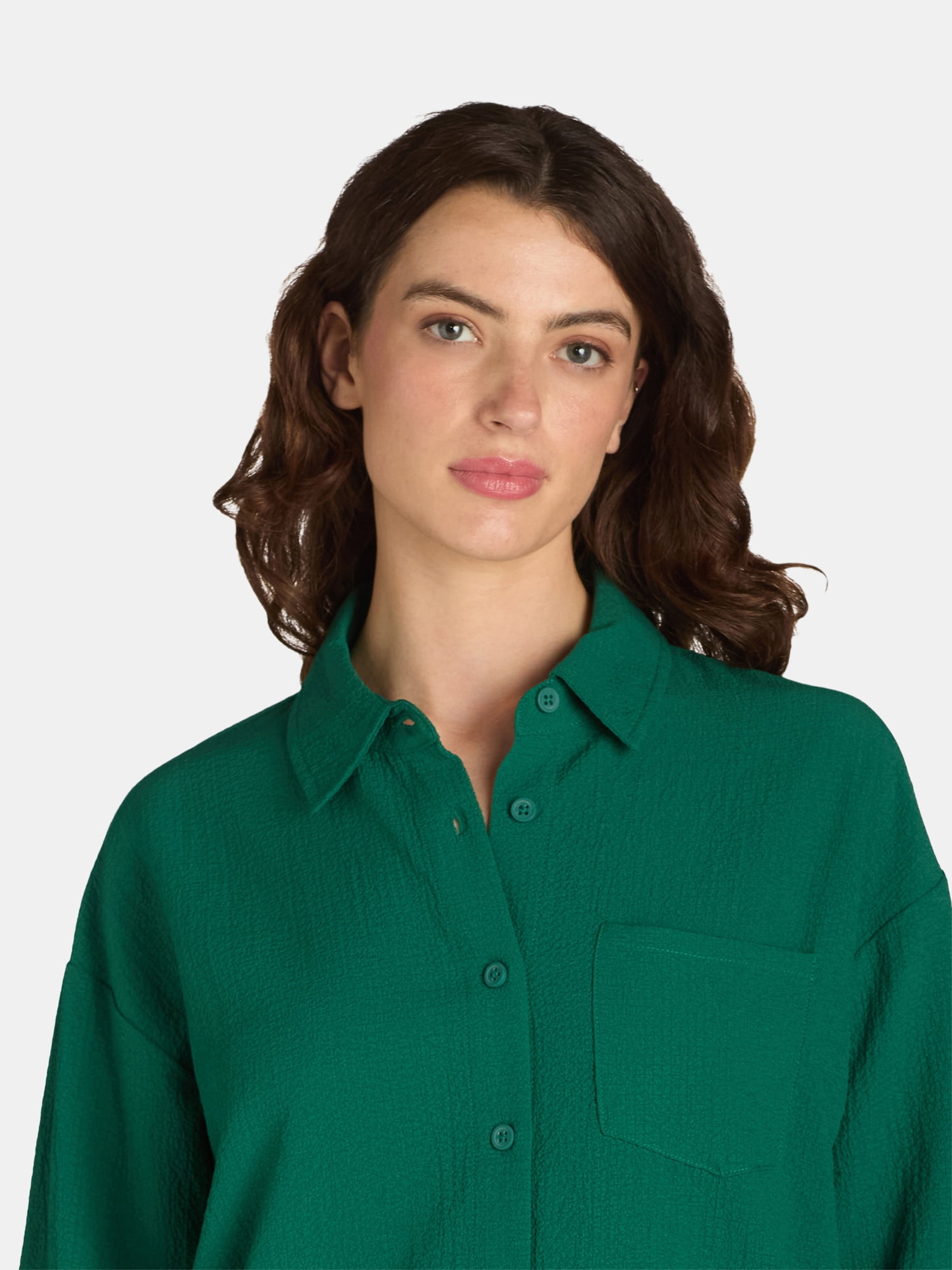 Nine.Eight Women's Long Sleeve Shirt and Pull On Shorts Set, 2-Piece, Sizes XS-XXXL