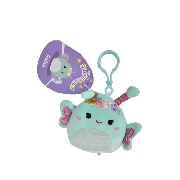 Squishmallows Official Kellytoys Plush 3.5 Inch Reina the Teal Butterfly with Floral Headband Easter Edition Clip-On Plush Stuffed Toy