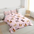 thumbnail image 3 of Homewish Kawaii Dogs Bedding Comforter Set,Cute Dog Paws Twin Comforter Sets,Pink Brown Bedding Set For Teens,Luxury Bedroom Decor Reversible,2 Pieces, 3 of 8