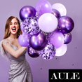 thumbnail image 3 of Set de globos AULE de látex morado metalizado, 60 unidades, 30 cm, con confeti, 3 of 6