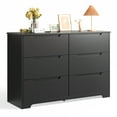 thumbnail image 5 of Aiho Modern 6-Drawer Dresser, Wooden Chest with Cut-Out Handles, Wide Double Black Drawers for Bedroom, Living Room, Entryway, 15.7" D x 47.3" W x 31.5" H, 5 of 11