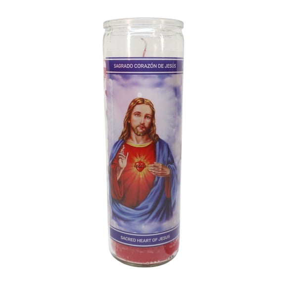 MagicLight Sacred Heart Jesus Religious Candle 15 oz in Glass Jar