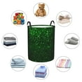 thumbnail image 4 of Fuzoiu Green Sparkling Print Circular Hamper,Laundry Basket with Handle,Collapsible Laundry,Dirty Clothes Storage Basket,for Bedroom Bathroom Dorm Living Room-Small, 4 of 6