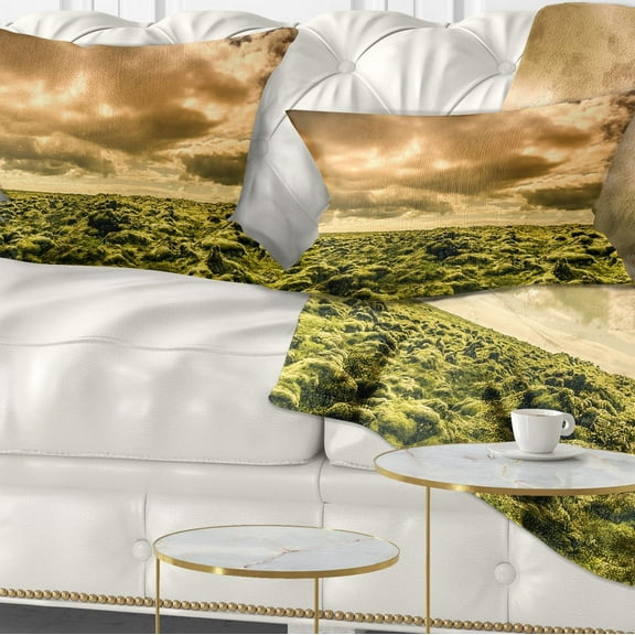 Designart Beautiful View of Sky and Moss - Landscape Printed Throw Pillow - 12x20