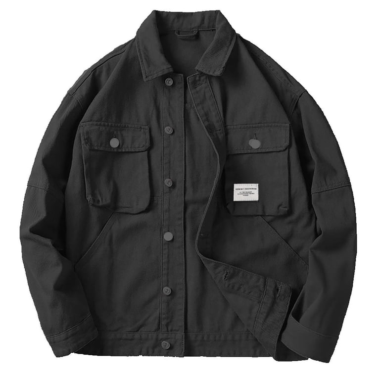 LpwkSSA Men's Vintage Workwear Coat Double Breast Pocket with