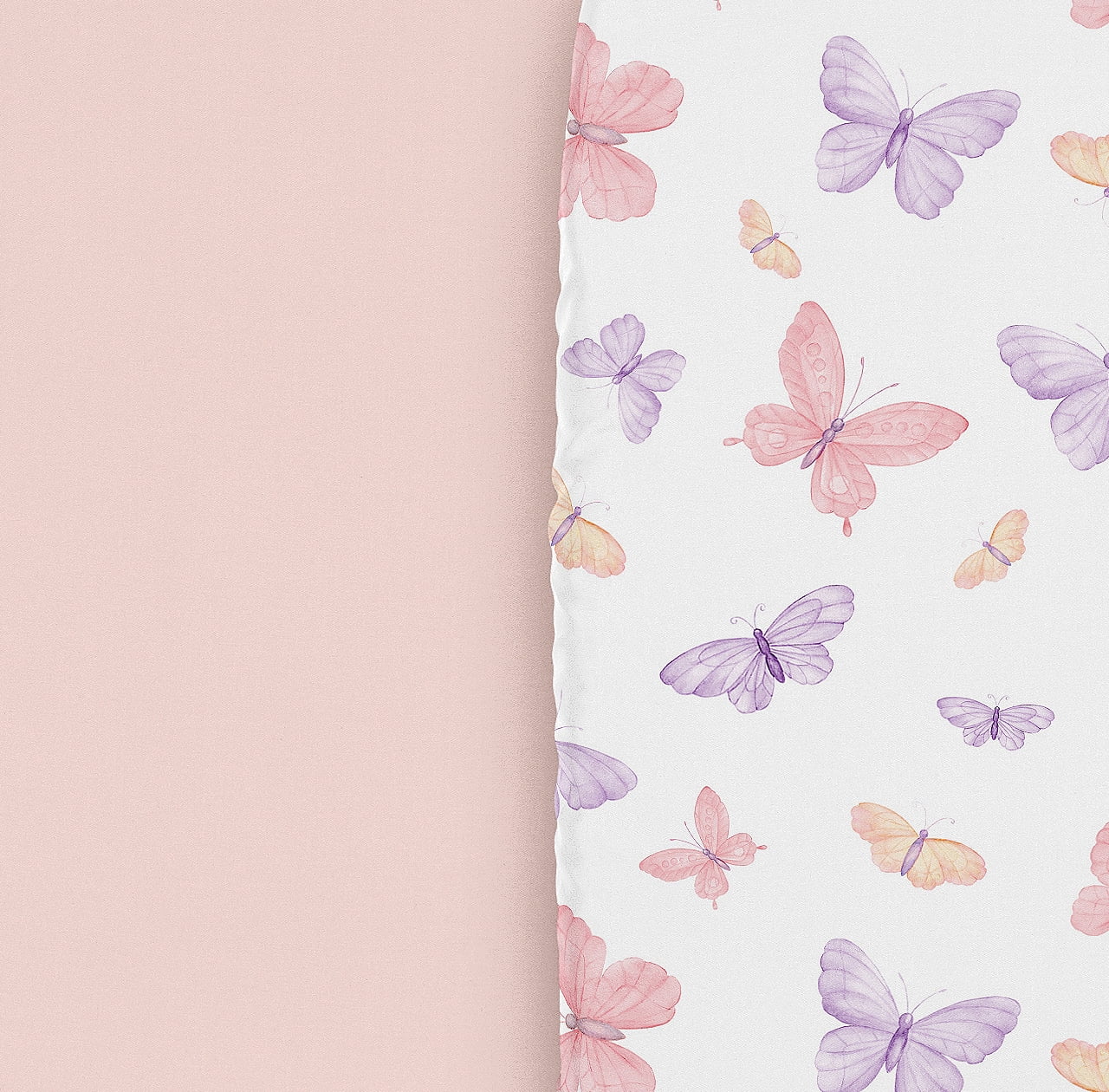 Sweet Jojo Designs Butterfly Blush Pink and Purple Girl Baby Bassinet Fitted Sheets Set 2 Piece