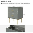thumbnail image 3 of Wooden 2 Drawer Storage End Table Chest Cabinet Table Metal Legs for Home Grey, 3 of 6