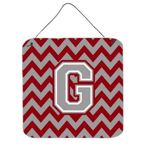 Letter G Chevron Crimson & Grey Wall or Door Hanging Prints