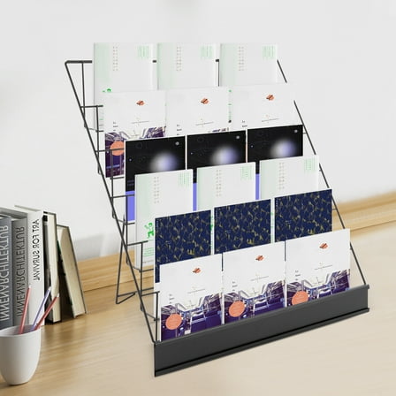 6 Tiers Tabletop Bookshelf Book Rack Magazine Stand Newspapers Brochures Holder Black