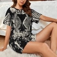 thumbnail image 4 of Hirioo Skeletons Love Flowers for Women's 2 Piece Short-Sleeved Pajama PJ Sets for Women Shorts with Pockets Womens Lounge Set-X-Large, 4 of 6