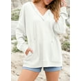 thumbnail image 5 of DOKOTOO Hoodies for Women Oversized Sweatshirts Casual Long Sleeve V Neck Drawstring Waffle Knit Tops S-2XL, 5 of 10