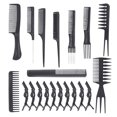 thumbnail image 1 of KAKOWELY 1 Set of 20PCS Male Multi-functional Modeling Comb Kit Hair Dressing and Dyeing Tool Kit Double Teeth Wide Tooth Tip Tail Comb Plastic Comb with Alligator Haircutting Clips for Salon Home, 1 of 5