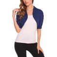 thumbnail image 4 of Boléro à Manches Courtes pour Femmes Cardigan Court Ouvert devant Veste Boléro Froncée S-TTG, 4 of 7