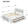 thumbnail image 2 of Full Size Platform Bed Frame,Upholstered Wood Daybed with 6 Storage Drawers and  Bookcase Headboard,Mattress Foundation,Wooden Slats Support,No Box Spring Needed,White, 2 of 9