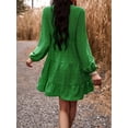 thumbnail image 3 of ZAXARRA Robe d'Été Rétro Imprimé Manches Longues V-Cou Taille Haute Mini-Robe avec Poches, 3 of 4