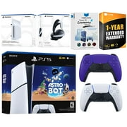 Sony PlayStation 5 Slim Digital Astro Bot Bundle with Disc Drive, Extra Controller, MightySkins Voucher and 1 Year Extended Warranty - Galactic Purple