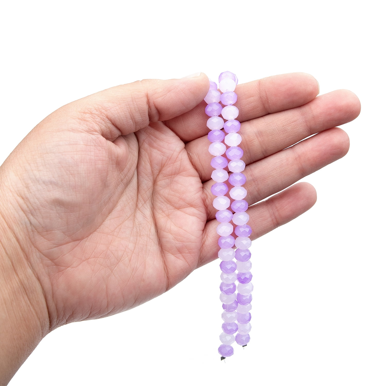 (2 pack) Cousin DIY Glass Rondelle Beads 2-Strand 2-Tone Purple 8mm 14 Inch 58 Piece Model 69995929