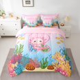 thumbnail image 2 of Feelyou Axolotl Letter R Bedding Comforter Set 7pcs, Fairy Tale Sealife Queen Bedding Sets, Teens Kids Girls Boys Reversible Queen Sheet Sets, Microfiber Bedroom Decor, 2 of 7