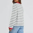 thumbnail image 5 of Lightweight Sweatshirt for Women Fall Trendy Striped Crewneck Sweatshirts Pullover Colorblock Loose Casual Tops (M, Gray), 5 of 5