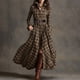 thumbnail image 1 of TaTaai Women‘s Vintage Collared Dress, Long Sleeve Plaid Shirt Dress with Belt, Button Down Midi Tunic Coat Pocket Detail, Fall Casual Wear Gift, 1 of 4