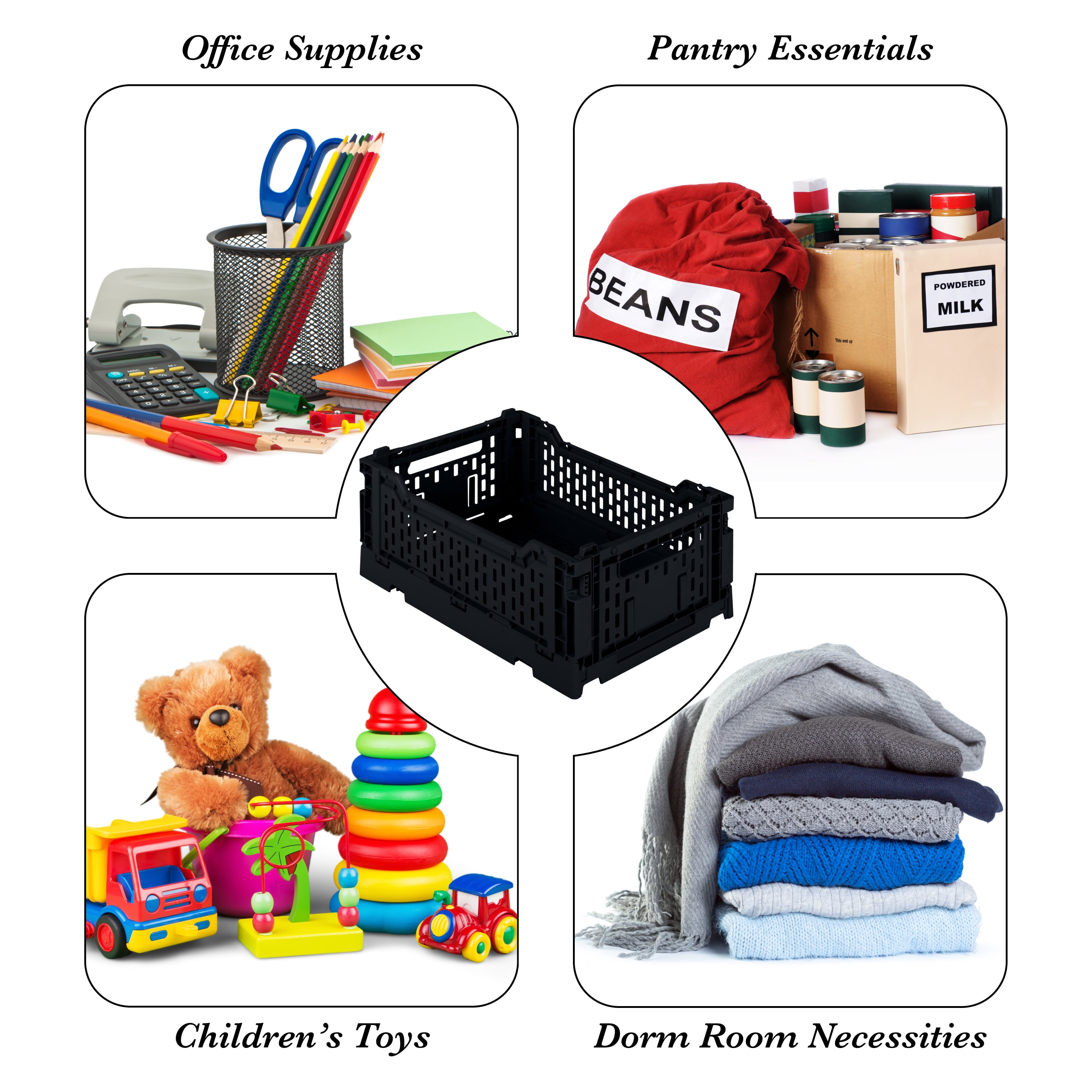Simplify 4LT Collapsible Plastic Storage Crate in Black