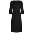 thumbnail image 6 of Yeaiivve Work Midi Dresses for Women Classy Side Slit Pleated Tunic Dress 3/4 Sleeve High Waist Dresses Comfy Business Dress with Pockets Black,XL, 6 of 7