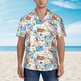 thumbnail image 4 of Lsque Summer Stamp pattern Hawaiian Shirt for Men, Unisex Summer Beach Casual Short Sleeve Button Down Shirts-Medium, 4 of 9