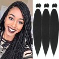 thumbnail image 1 of Pre-stretched Braids 66cm 3 Bundles/lot Professional Synthetic Fiber Crochet Braids Yaki Texture Braiding Hair Extensions (1b), 1 of 5