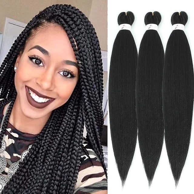 Pre-stretched Braids 66cm 3 Bundles/lot Professional Synthetic Fiber Crochet Braids Yaki Texture Braiding Hair Extensions (1b)