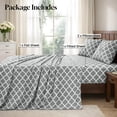 thumbnail image 4 of Lux Decor King Bed Sheets Set 4 Piece - Quatrefoil Pattern, Ultra Soft Sheet Deep Pocket Fit, Wrinkle Free, Breathable & Fade Resistant OEKO-TEX Certified, Grey, 4 of 11