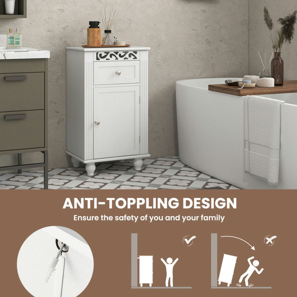Finihen Bathroom Storage Cabinet, Bathroom Floor Cabinet, Bathroom Floor Storage Cabinet Organizer with Drawer, for Bathroom, Living Room, Bedroom, Kitchen, White Finihen Bathroom Storage Cabinet, Bathroom Floor Cabinet, Bathroom Floor Storage Cabinet Organizer with Drawer, for Bathroom, Living Room, Bedroom, Kitchen, White