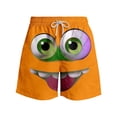 thumbnail image 4 of VNKIDY Boys Swim Trunks Kids Funny Face Prints Elastic Drawstring Waist Quick Dry Breathable Beach Shorts For Beach Pool Summer Wear Fashionable Bottoms Orange 9-10 Years, 4 of 4