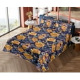 thumbnail image 4 of Ambesonne Flowers Fitted & Flat Sheet with Shams 4 Pcs Set, Floral Watercolor Abstract, King, Indigo Marigold Ceil Blue, 4 of 5