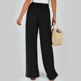 thumbnail image 4 of WQD Women Wide Leg Palazzo Pants High Waist Flowy Casual Loose Fit Trousers for Lounge Travel Daily Office Wear, 4 of 9