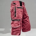 thumbnail image 2 of lcziwo Solid Color Shorts Men with Zip Pockets Denim Holiday Outdoor Trunks Beach Fishing Travel Work Shorts Red XXL, 2 of 8