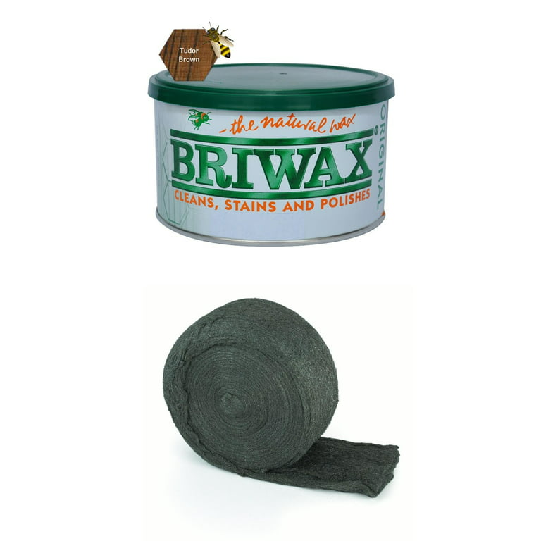 Briwax Tudor Brown 1 lb Original Furniture Wax Polish with Oil-Free Steel  Wool 0000