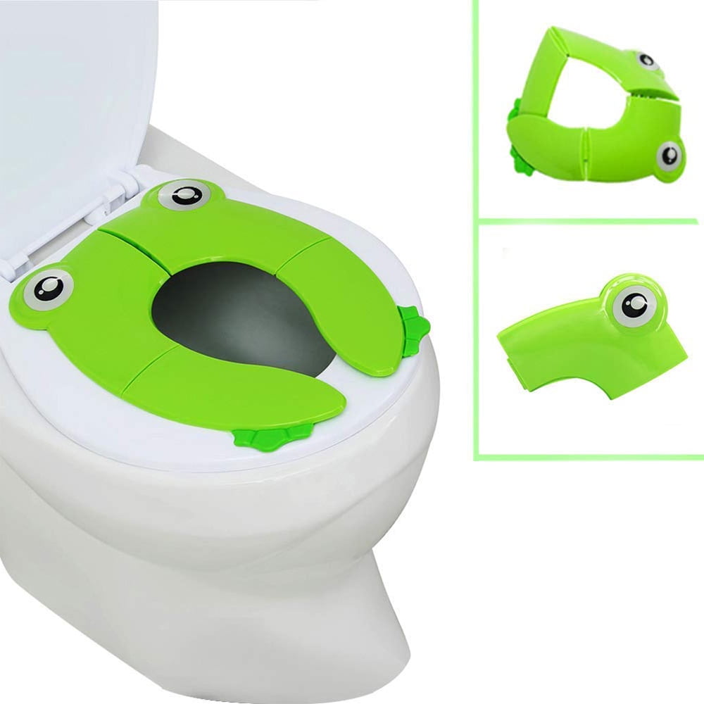 Portable Folding Large Non Slip Silionce Pads Potty Training Seat for Kids Boys & Girls Toddlers Toilet Seat Gift: 10 Pieces of Disposable Full Cover pad Recyclable Potty Seat Cover for 