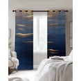thumbnail image 4 of Navy Blue Blackout Curtains for Bedroom Living Room Darkening Curtains 90 Inch Luxury Golden Modern Abstract Art Black Out Window Curtain Privacy Insulated Window Treatment Grommet Drapes 52"x90"x2, 4 of 9