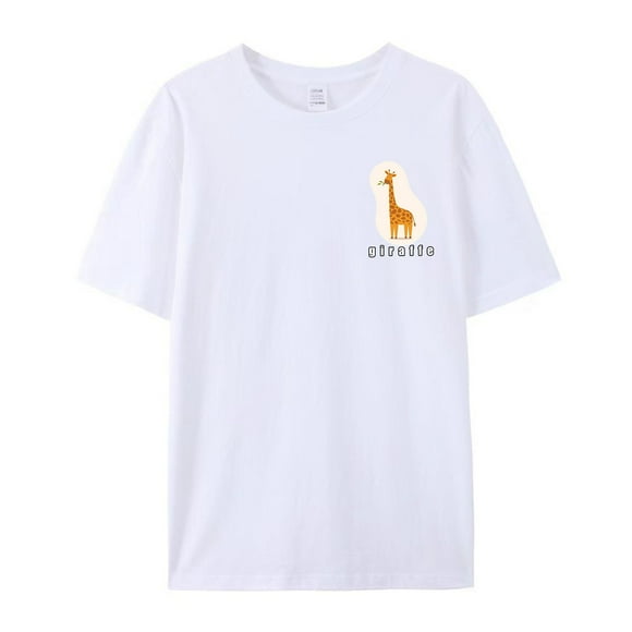 LUOGENLI Male T-shirts for Mens Men's Summer Casual T Shirt Short Sleeved Round Neck Short Sleeved Giraffe Print TShirt Mens T-shirts Graphic Tees St. Patrick's Day White XL