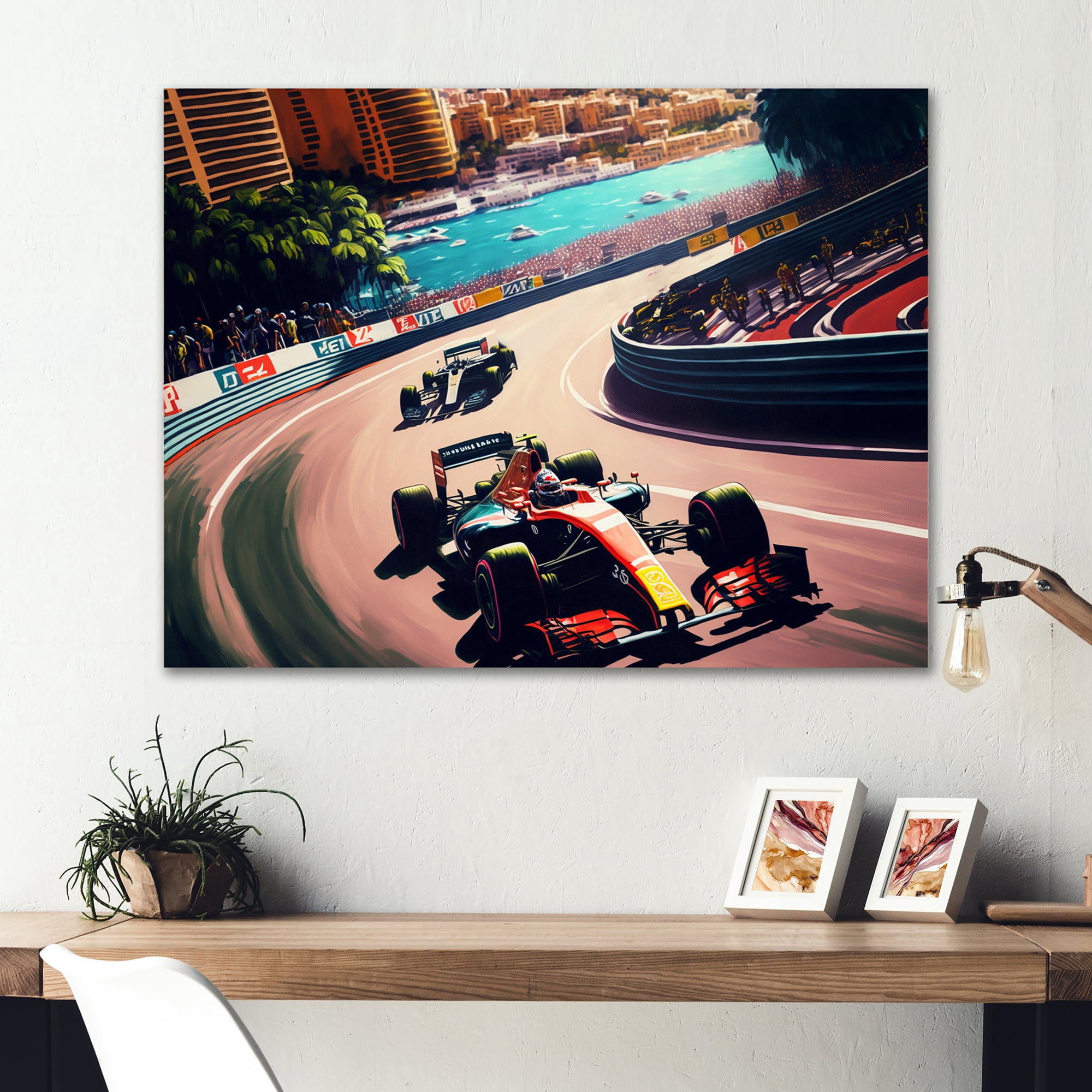Designart Racing car in Monaco GP VI Canvas Wall Art