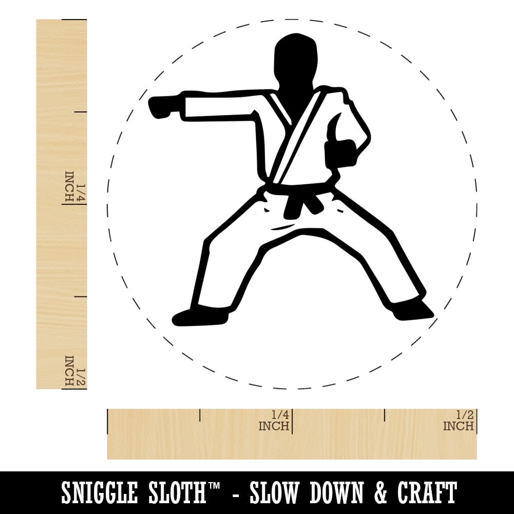 Kung Fu Martial Arts Rider Stance Karate Gi Self-Inking Rubber Stamp Ink Stamper - Black Ink - Mini 1/2 Inch